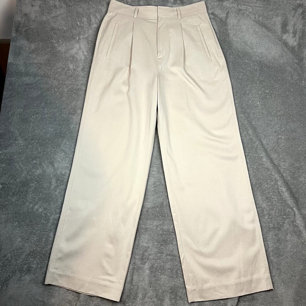 Everlane Way High Drape Pants Womens 8 Khaki Wide Leg Career Minimallist